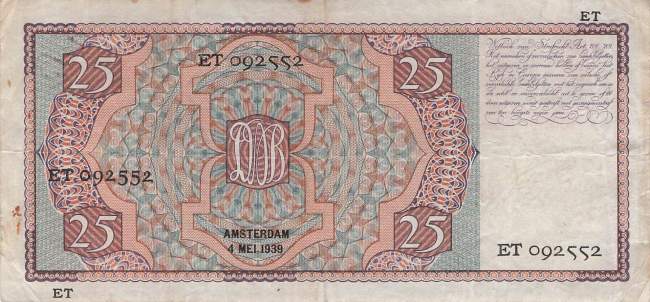 25 Gulden p50 4 5 1939 VF